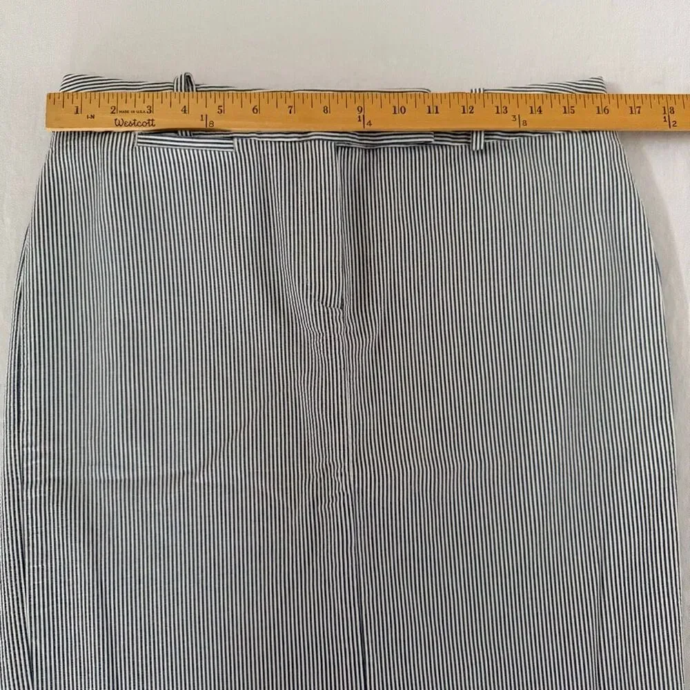 Talbots | Blue White Pinstripe Seersucker Skirt | Size 10 | Cotton A-Line | Summ